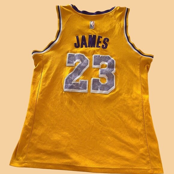 Vintage Nike Los Angeles Lakers Tank Top Adult Yellow Basketball LeBron James - Picture 5 of 8